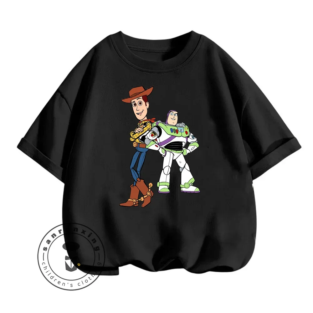 

Unique Disney Toy Story-themed Animated Cartoon Character Print O-neck Short-sleeved Shirt Designed for Young Boys and Girls