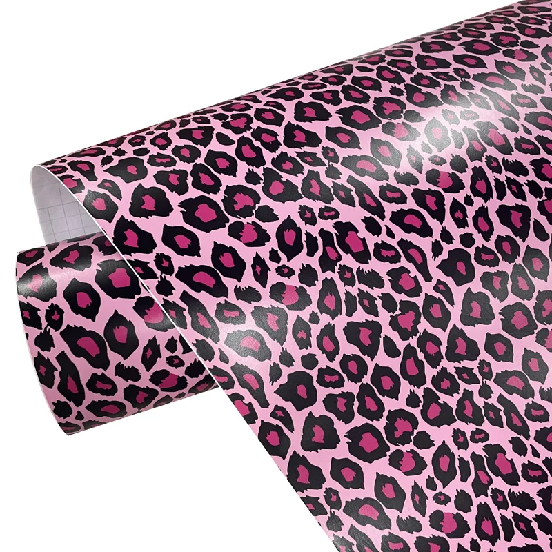 Premium Rosa Leopardenmuster Muster Camouflage Vinyl Wrap Film Selbstklebende Automotive Car Wrapping Aufkleber Aufkleber Air Release