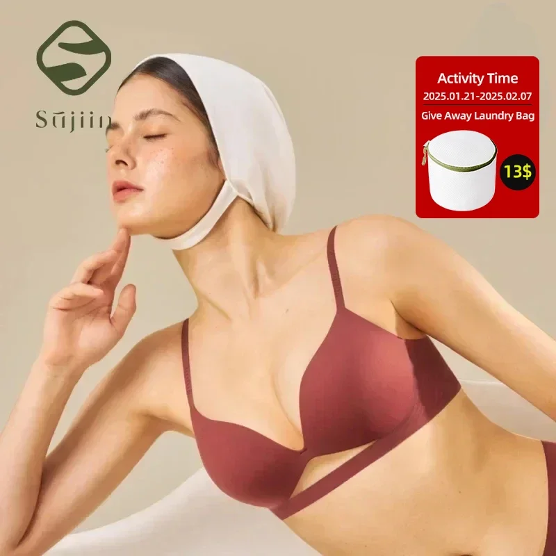 

SUJIIN Women's Push Up Sexy Wireless Bras Seamless Plunge Thin Bra for Women Female Underwear Comfort Brasieres De Mujer MX226