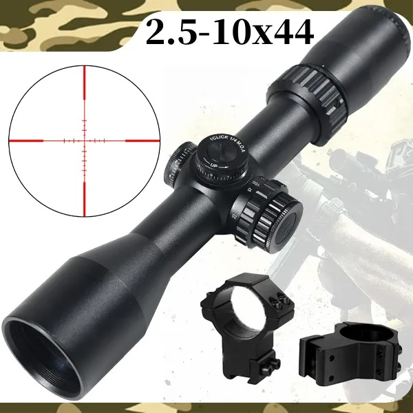 

Hunting 2.5-10x44 Cross Red Light Reticle Scope Optical Airsoft Sniper Sight Adjustable Zero Tactical Precision Shooting Scope