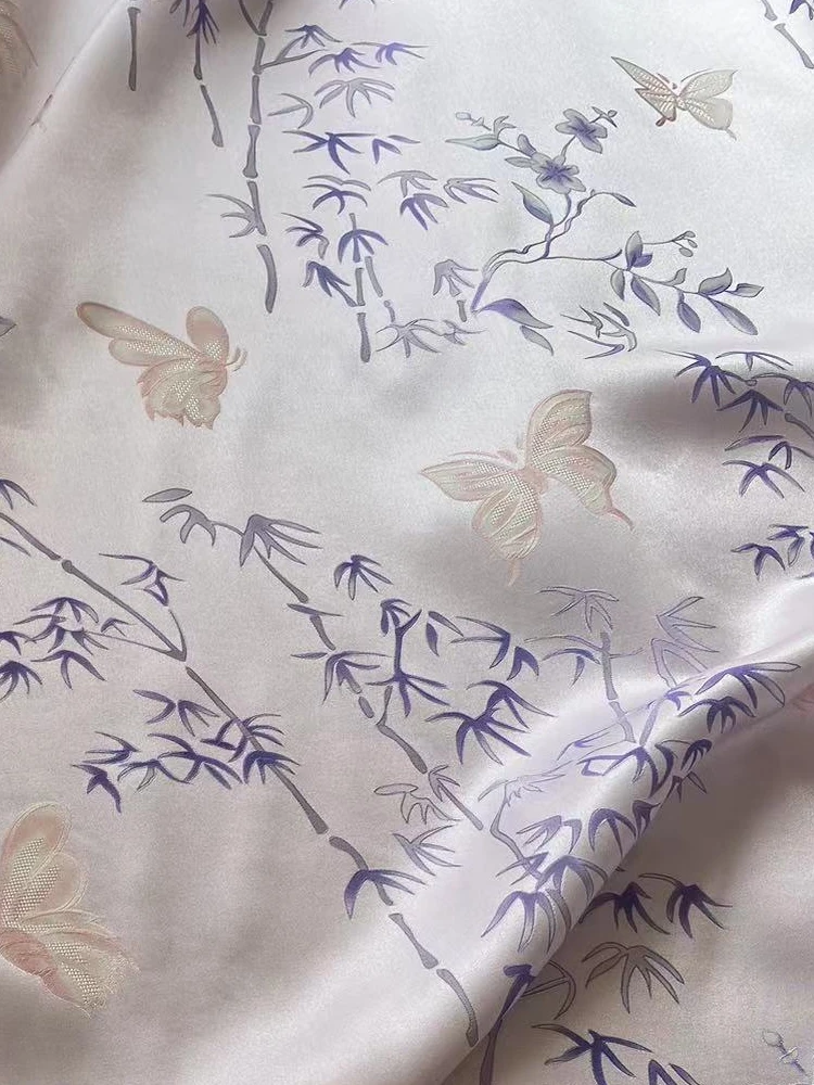 Jacquard Real Silk Interwoven Fabric Cheongsam Hanfu Chinese Style Clothing Cloth