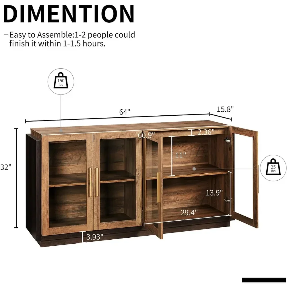 Sideboard Buffet Cabinet with Storage,64