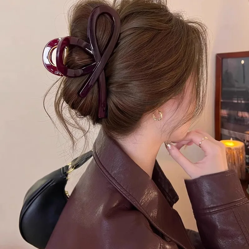 

Акриловый бант, большой зажим в виде акулы для женщин и девочек, простая элегантная заколка для волос на затылке, хвост, профессиональная фиксированная заколка