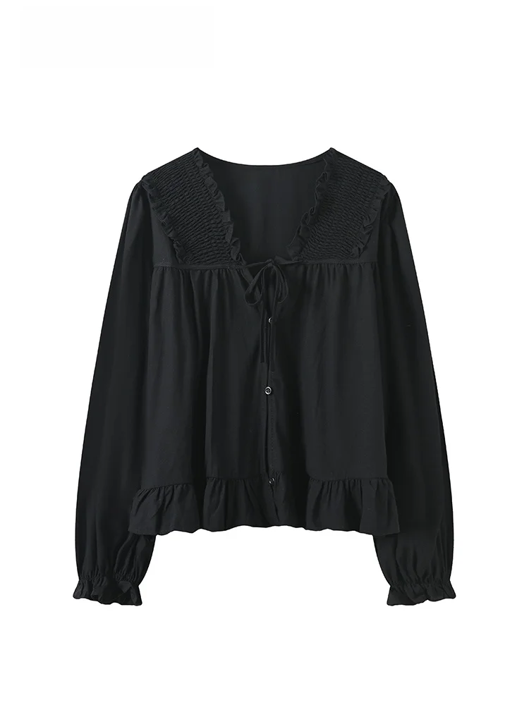 

Faionable V-Ne Long Sve irt Women's plus Size Spring New Sle Casual Loose Fit Polyester Fiber Single Button irt