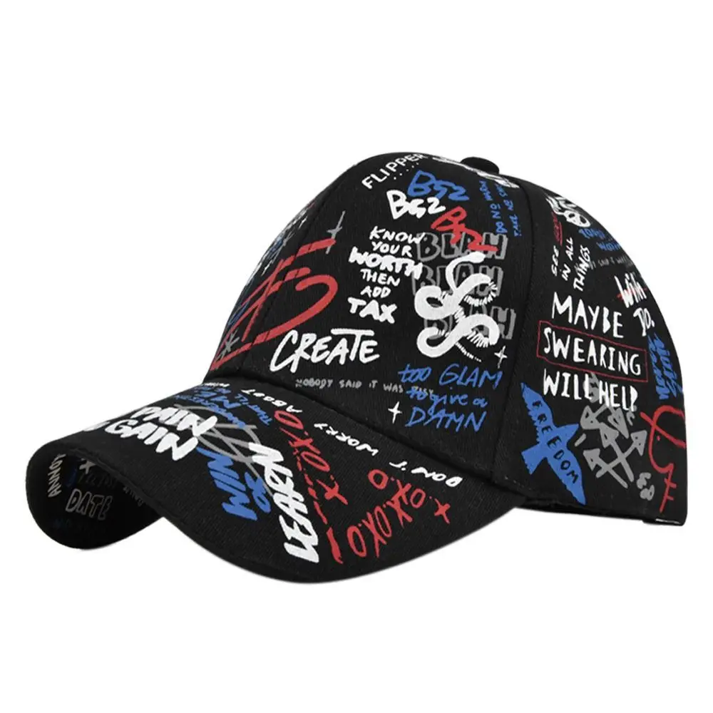 Printing Graffiti Graffiti Baseball Cap Letter Geometry Personality Hip Hop Baseball Cap Adjustable Casual Hats