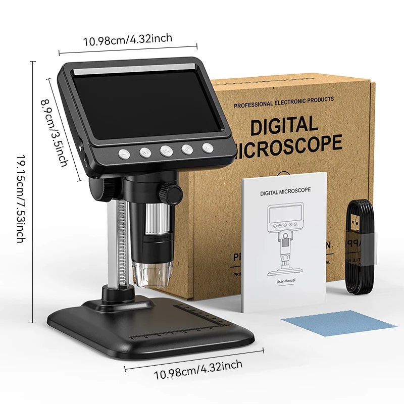 2MP 1080P 4.3Inch Screen 50-1000x Digital Microscope CMOS Borescope Handheld Endoscope Camera Inspection Otoscope Magnifier