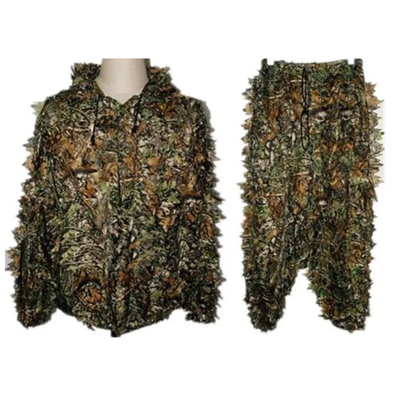 Lynjacye Unisex Outdoor Disguised Camouflage Clothing 2pcs Tactical Suit Geely 3D Leaf Tactical Set