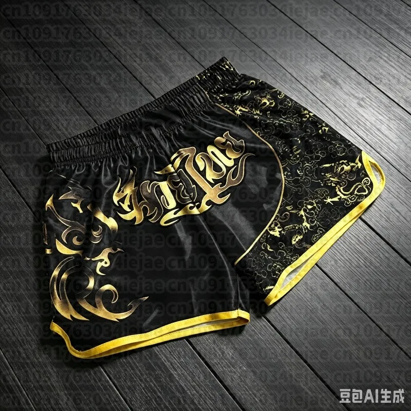 Men Kid Shorts Kick Boxing Muay Thai Printed Boxing Shorts Boxe Thai Short Pro Kickboxing Training Fight Wear Kickbox