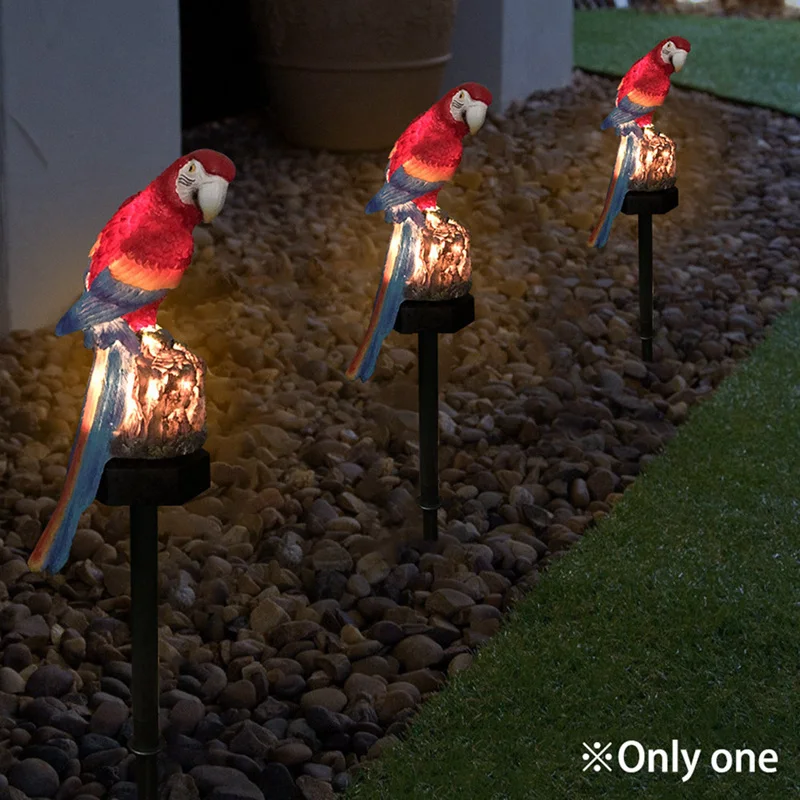 Moderne Papagei Solar lampe Garten Dekor Harz Laterne im Freien wasserdicht Innenhof Rasen Weg Tierform LED-Lichter