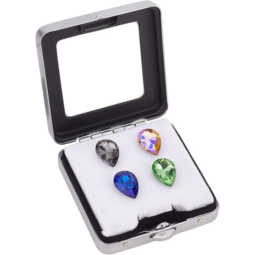 

1pc Gemstone Display Boxes Platinum Loose Diamond Case Storage Holder with Sponge for Gems Coins Diamonds 2.17x2.38x0.65 Inch