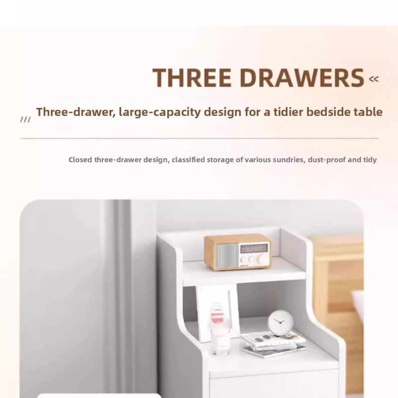 طاولة بجانب السرير، رف شق بجانب السرير ضيق للغاية، خزانة منخفضة بجانب السرير