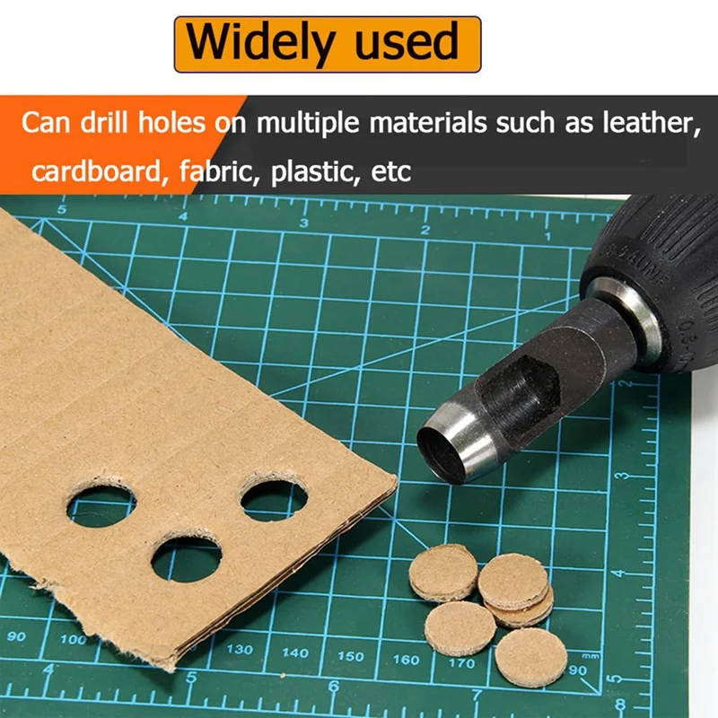 6Pcs Hollow Punch Set Kit Drill Bits -Leather Hole Punch Tool Flexible Drill Bit Extension Hexagonal Handle Drill Bit Set