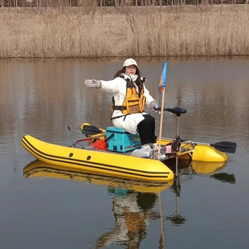 المحمولة نفخ قارب عائم مزدوج سبائك الألومنيوم قارب الصيد طوف