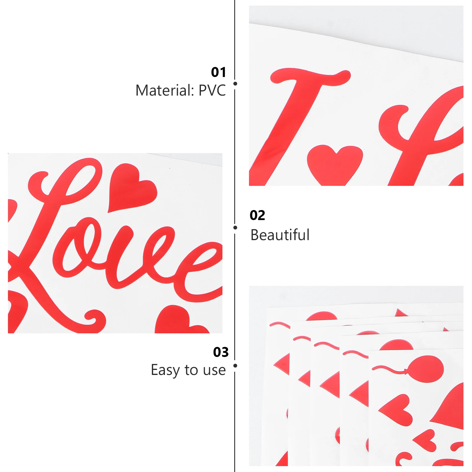 

5pcs Pvc Wedding Balloon Decorative Decals For Party Red Color Durable Glossy Diy Stickers For Birthday Engagement Balloon