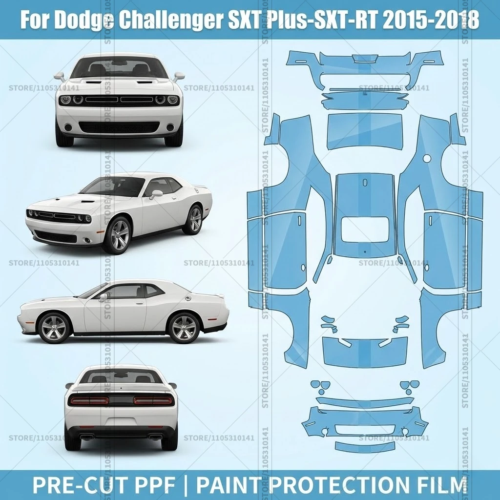 

For Dodge Challenger SXT Plus-SXT-RT 2015-2018 Pre-Cut Paint Protection Film PPF Transparent Car Film Automotive PPF