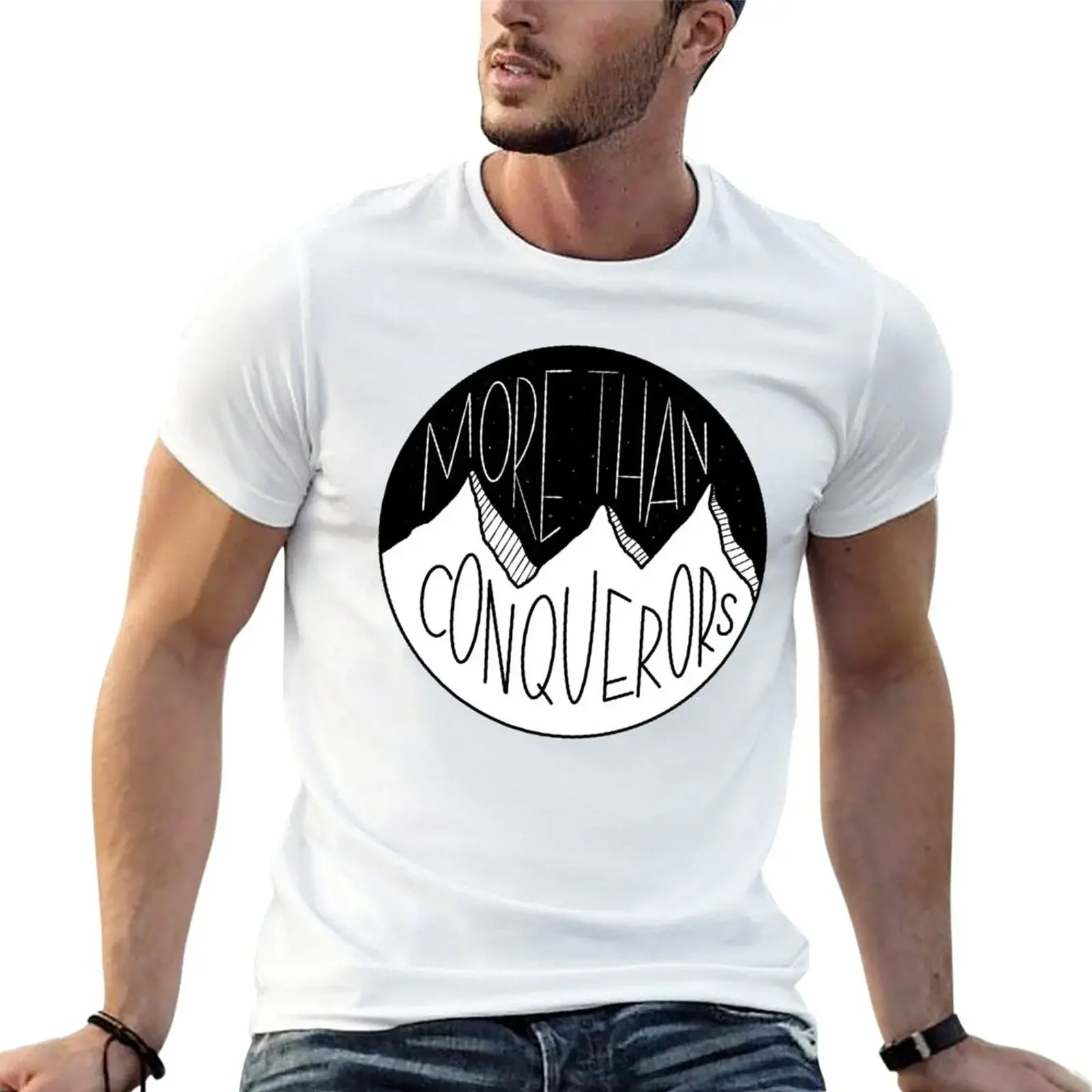 More than conquerors T-Shirt plus size tops summer top black t-shirts for men Unisex T-shirts for Men Women Summer Tees