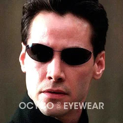 OCYCO Cat Eye Polarized Ultralight Pilot The Matrix Neo Sunglasses Rimless Men Driving Brand Design Sun Glasses