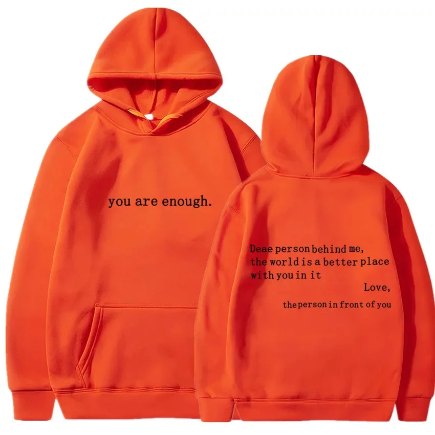 new top fashion Dear Person Behind Me Hoodie With Kangaroo Pocket Pullover Vintage Aesthetic Words on Back Unisex Trendy