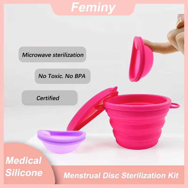 

Menstrual Disc With Sterilizer Cup Kit New Medical Silicone Period Menstrual Disk Feminine Hygiene Health Care Product