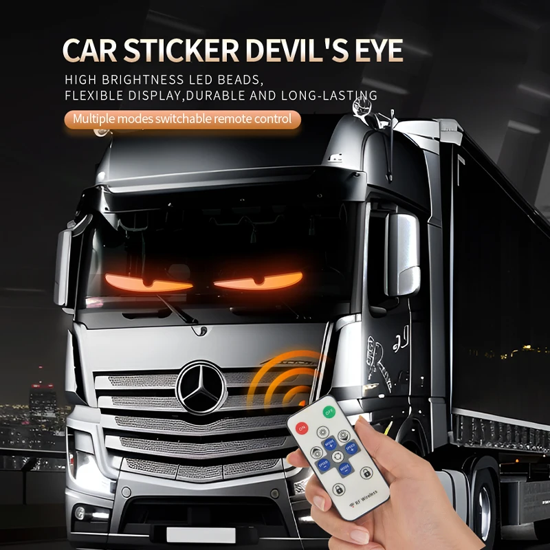 Afstandsbediening Vrachtwagen Voorruit Devil Eye Kleurrijke Lamp Animatie Zacht Scherm LED Matrix Pixel Paneel Opvouwbare Verlichting Voor Auto