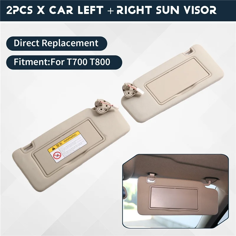 

A73X-Car Left Right Sun Visor With Make-Up Mirror Beige For Zotye T700 T800
