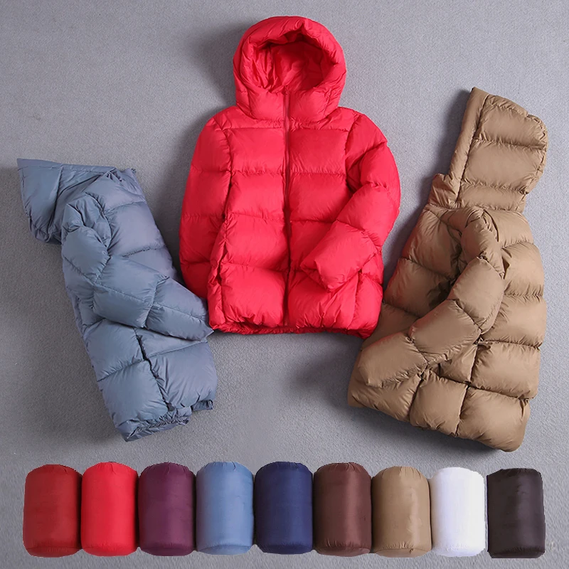 2022 Winter 90% Ultralight Down Jacket Women Hooded Thick Warm Coat Female Duck Down Parka For Women Portable Outerwear Overcoat