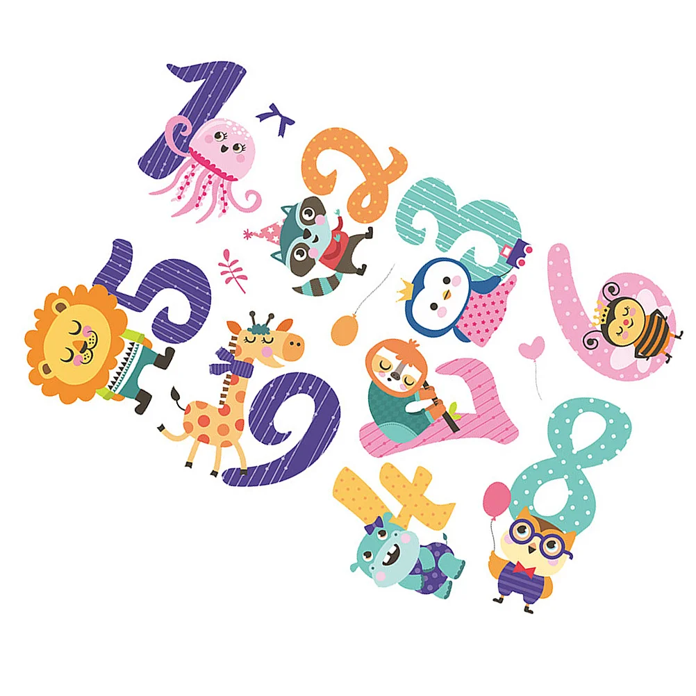 

Funny Handmade PVC Wall Sticker Animal Cartoon Dog Numbers for Kid Room Bedroom Promotes Dog Recognition Assorted Color