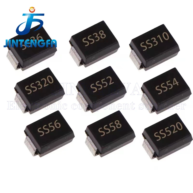 50PCS SS54 SS56 SS510 SR540 SR560 SR5100 5A 40V 60V 100V SMB DO-214AA SMD Schottky Diodes