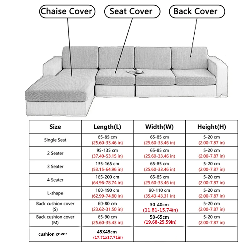 Jacquard Water Resistant Seat Cushion Cover, Elastic Grey Sofa Cover, Living Room Furniture Protector for Pets and Kids