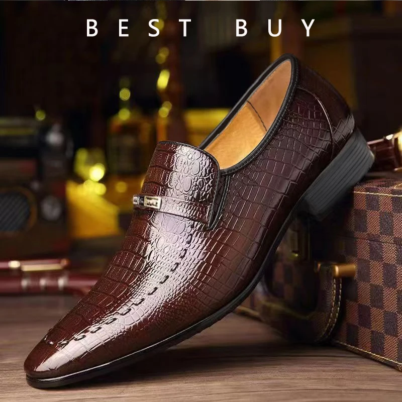 Leather Shoes Mens PU Luxury Crocodile Pattern Men Business Dress Shoes Casual Social Shoe Male Wedding Footwear Zapatos Hombre