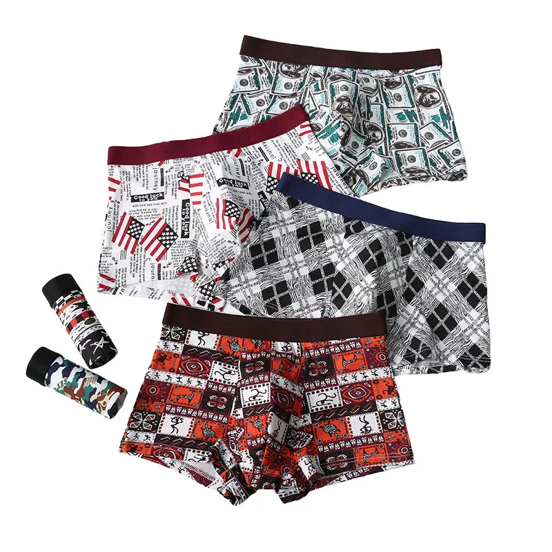 12Pcs/Lot Man Underpants Boxershorts Print Men Boxers Male Breathable Underwear Antibacterial Panties Soft Boxer L-6XL