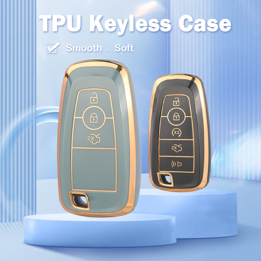 Jingyuqin 3/4/5BTN Soft TPU Car Key Case For Ford Fusion Mustang Explorer F250 F350 EcoSport Edge S-MAX Ranger Lincoln Mondeo