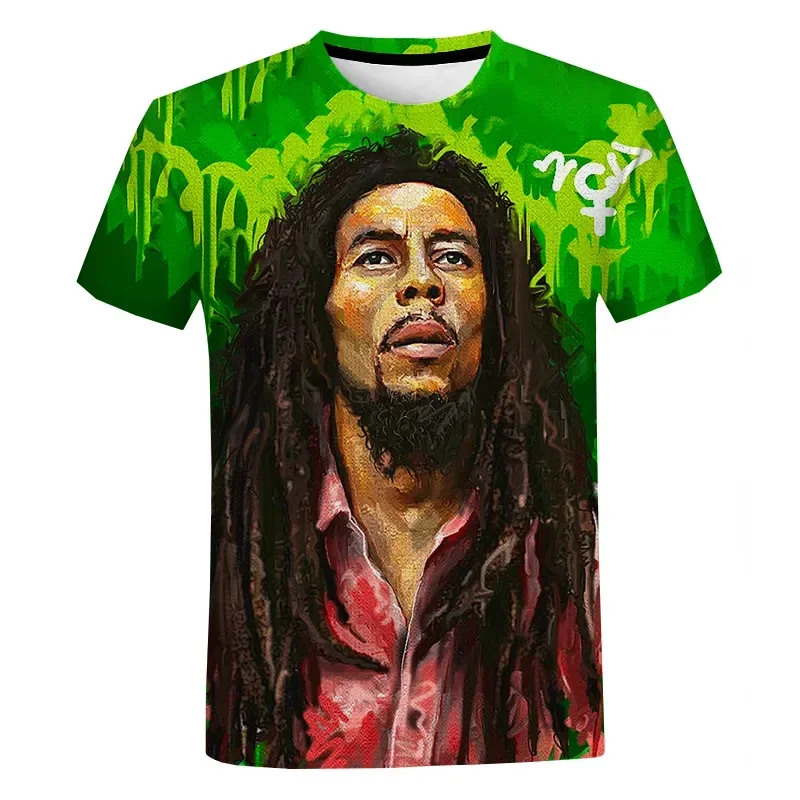 Summer Fashion Reggae Bob Marley 3d T Shirt for Man Causal Hip Hop Shirts Men\'s and Women\'s Casual Harajuku Street Y2K Clothing