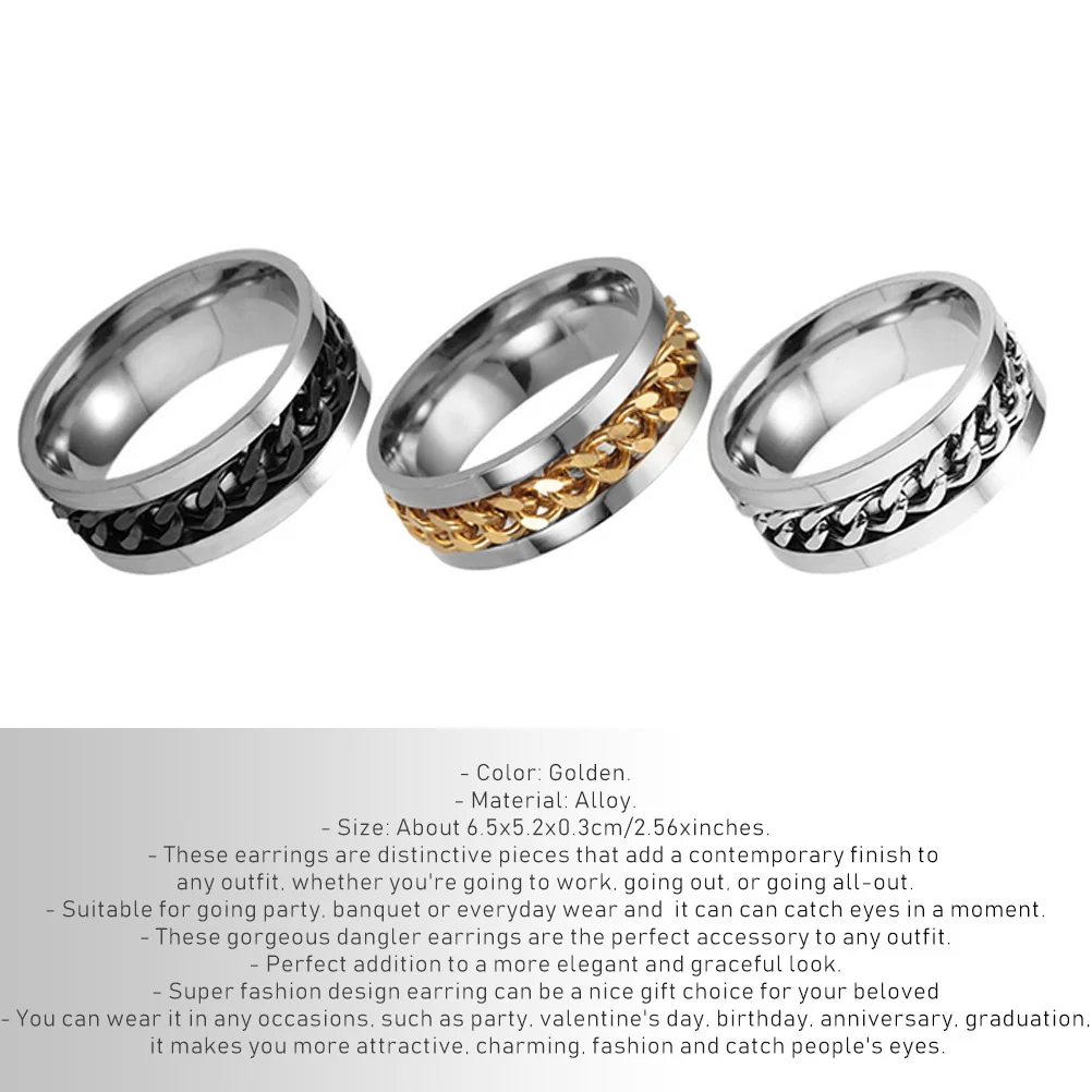 

Trendy Spinner Ring For Men Stainless Steel Unique Print Round Finger Ring Fashion Jewelry Gift For Him Boy Size 6