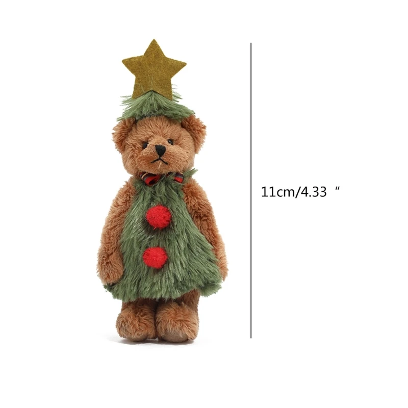 1pc Christmas Plush Bear Toy Keychain Holiday Decor Keyring