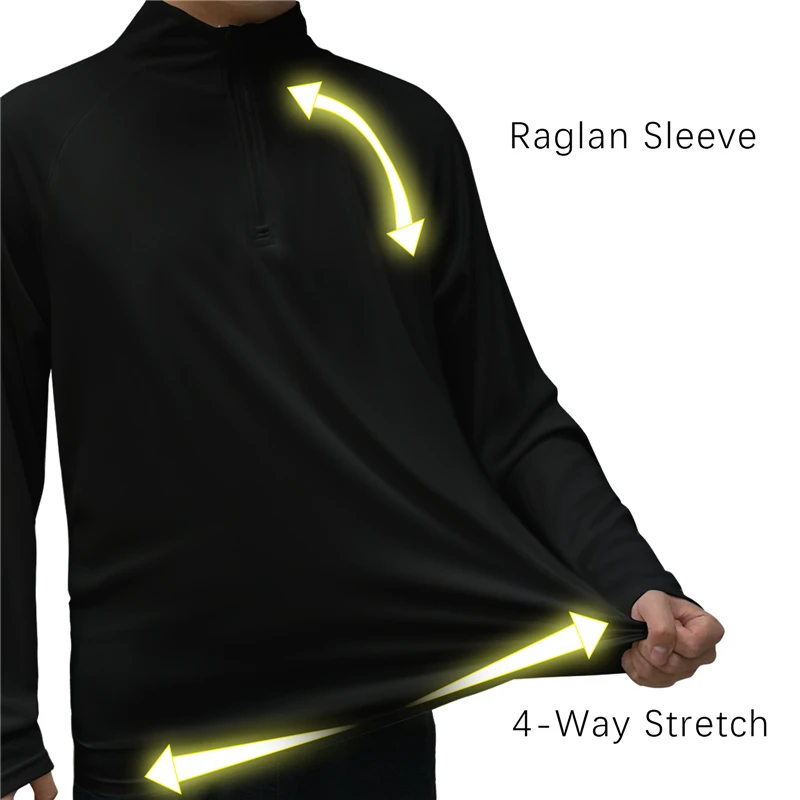 UPF50+ Fishing Clothes Men 100% Polyester Elastane Fibre Breathable Long Sleeve Shirts Quick Dry Mock-Neck Fishing Wear Clothing image 4