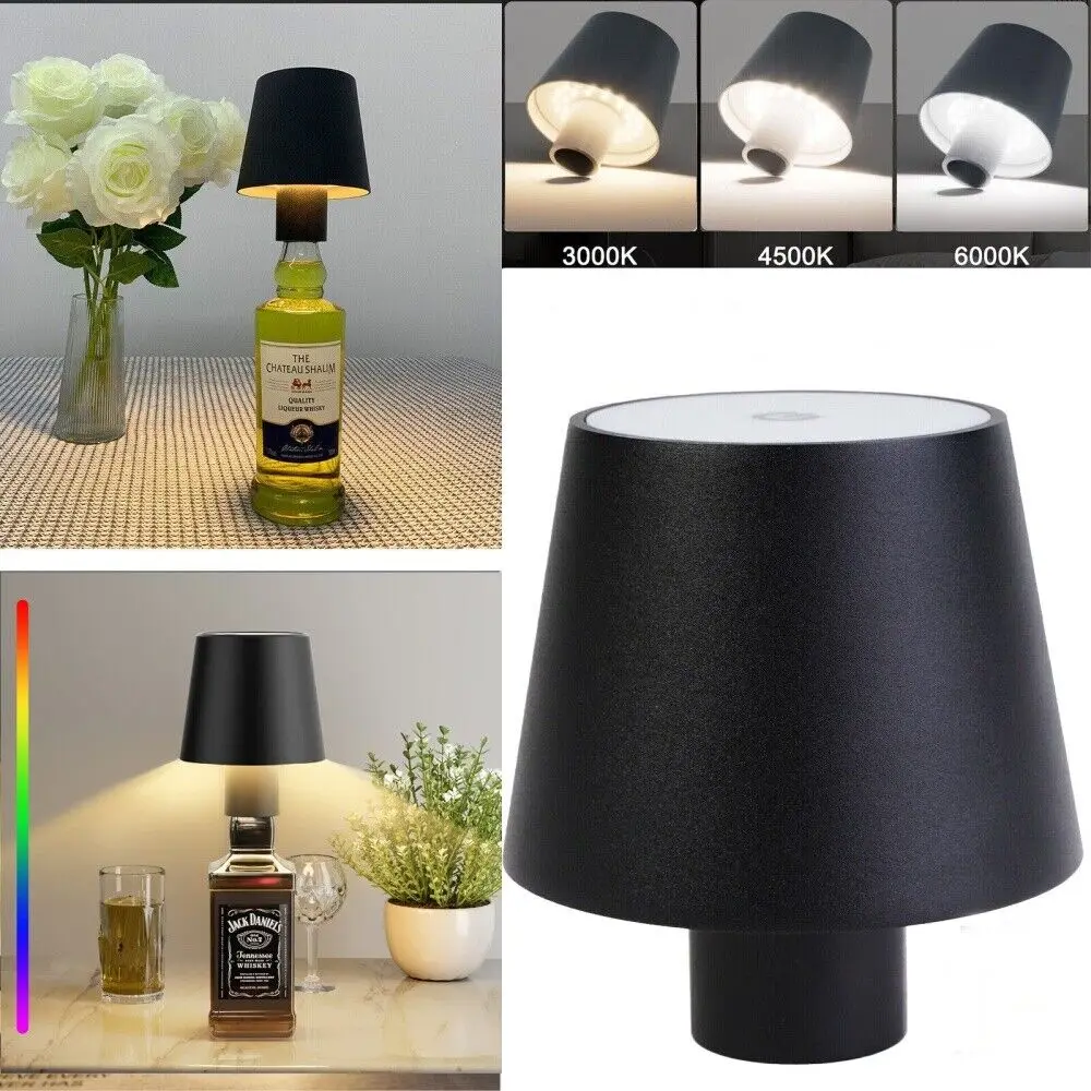 Portable LED Wine Bottle Lamp DIY Light Shade Dimmable USB Rechargeable Touch Control Desk Lamp for Bar Cafe House Nightlights