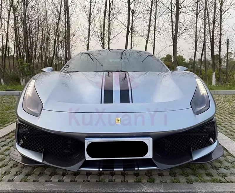 Automotive Parts Pista Style Carbon Fiber Front Bumper Luggage Compartment Hood Vent for Ferrari 488 GTB Spider Body Parts