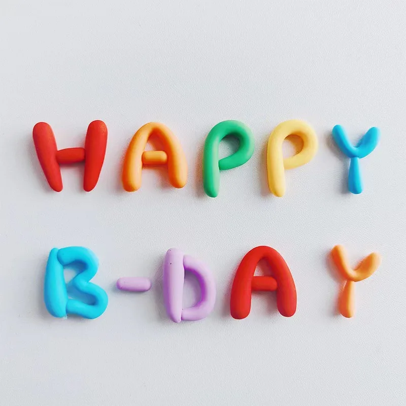 ins Colorful Happy Letter Soft Gum Cake Baking Decoration Candy Color Children\'s Birthday Party Cake Topper