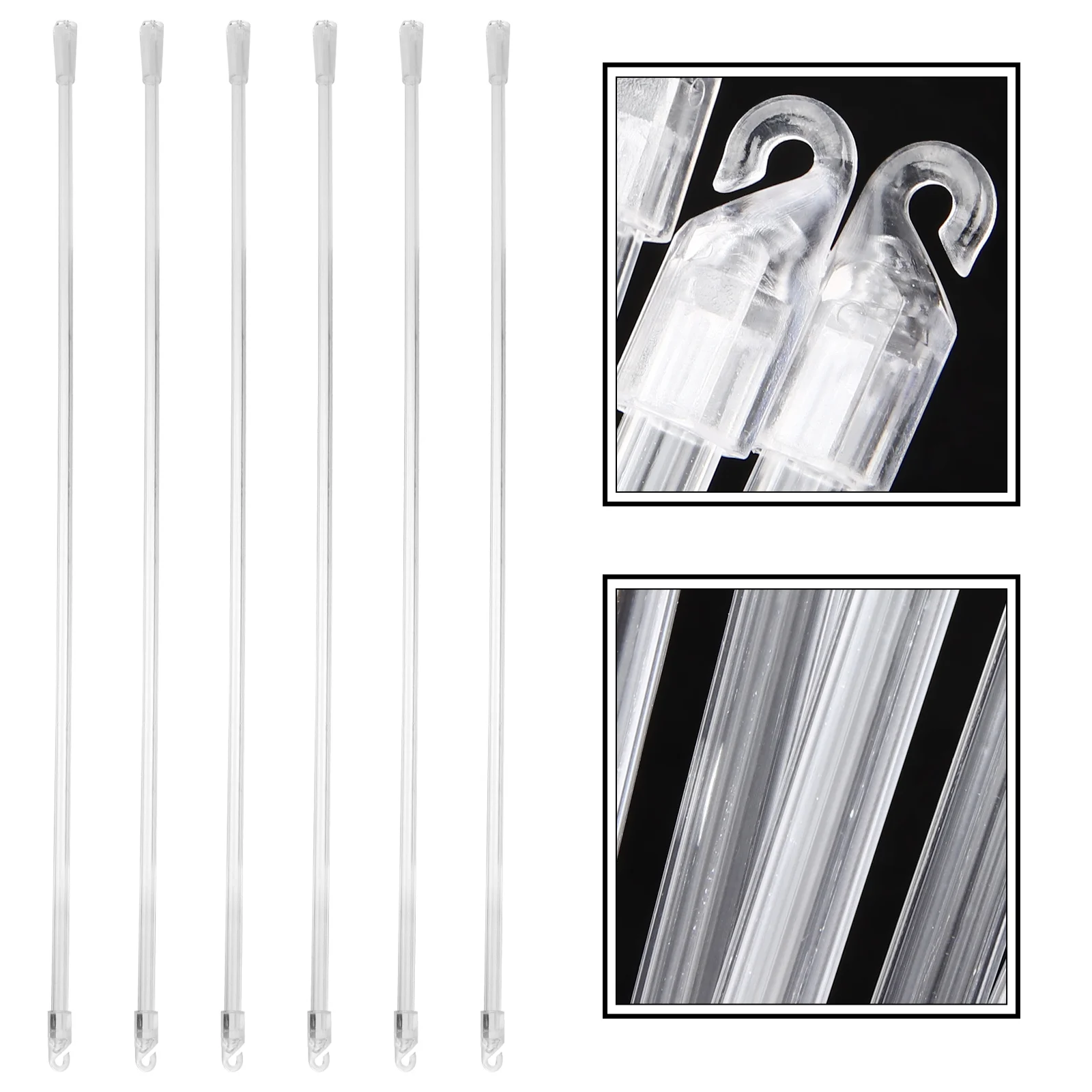 6 Pcs Blinds Curtain Pole Venetian Rod Opener Accessory Wand Replacement with Hook Roller Vertical Transparent Wands