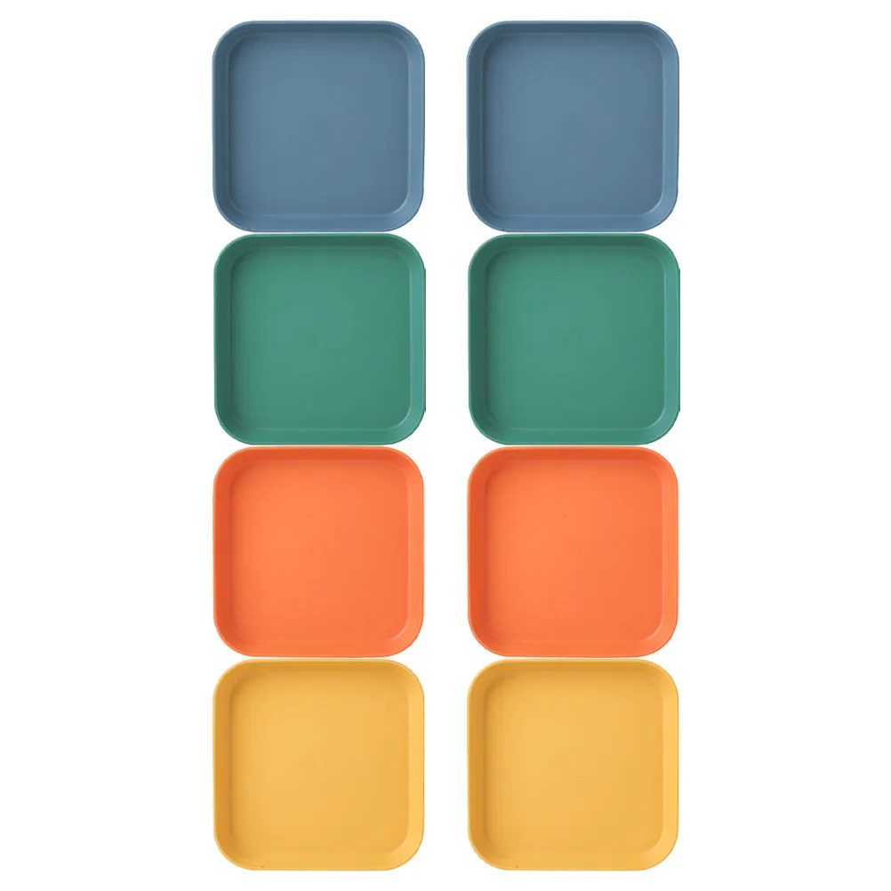 

8Pcs Plastic Snack Plates Square Storage Plates Multipurpose Small Dessert Tray Household Food Serving Dish Desktop Use