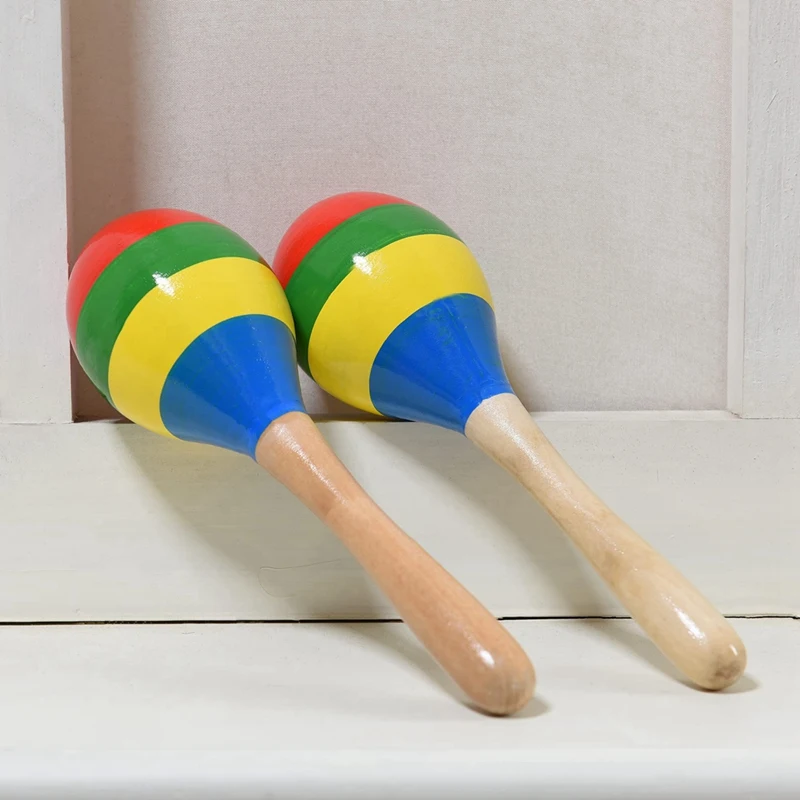 Maracas Hand Percussion Rattles, Wooden Rumba Shaker Musical Instrument For Kids Adults, Set Of 2 Durable Easy To Use