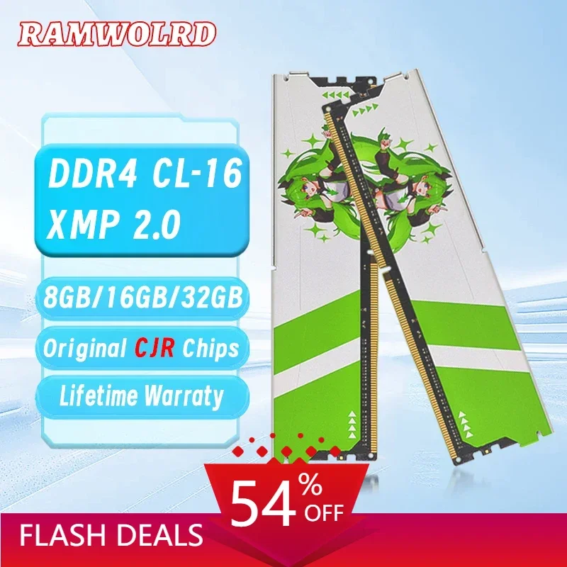 RAMWORLD Memoria RAM DDR4 3600MHz 3200MHz 32GB 16GB 8GB Gaming Desktop Memoria Ram XMP2.0 CL-16 CJR Chips DIMM Computer Memory