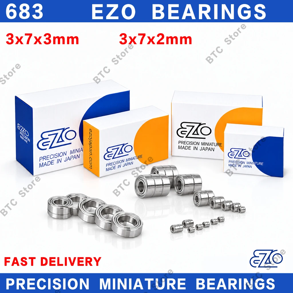 10Pcs Japan EZO Bearing ABEC-9 683 683ZZ 683-2RS 3x7x3mm 3x7x2mm Miniature Ball Bearings