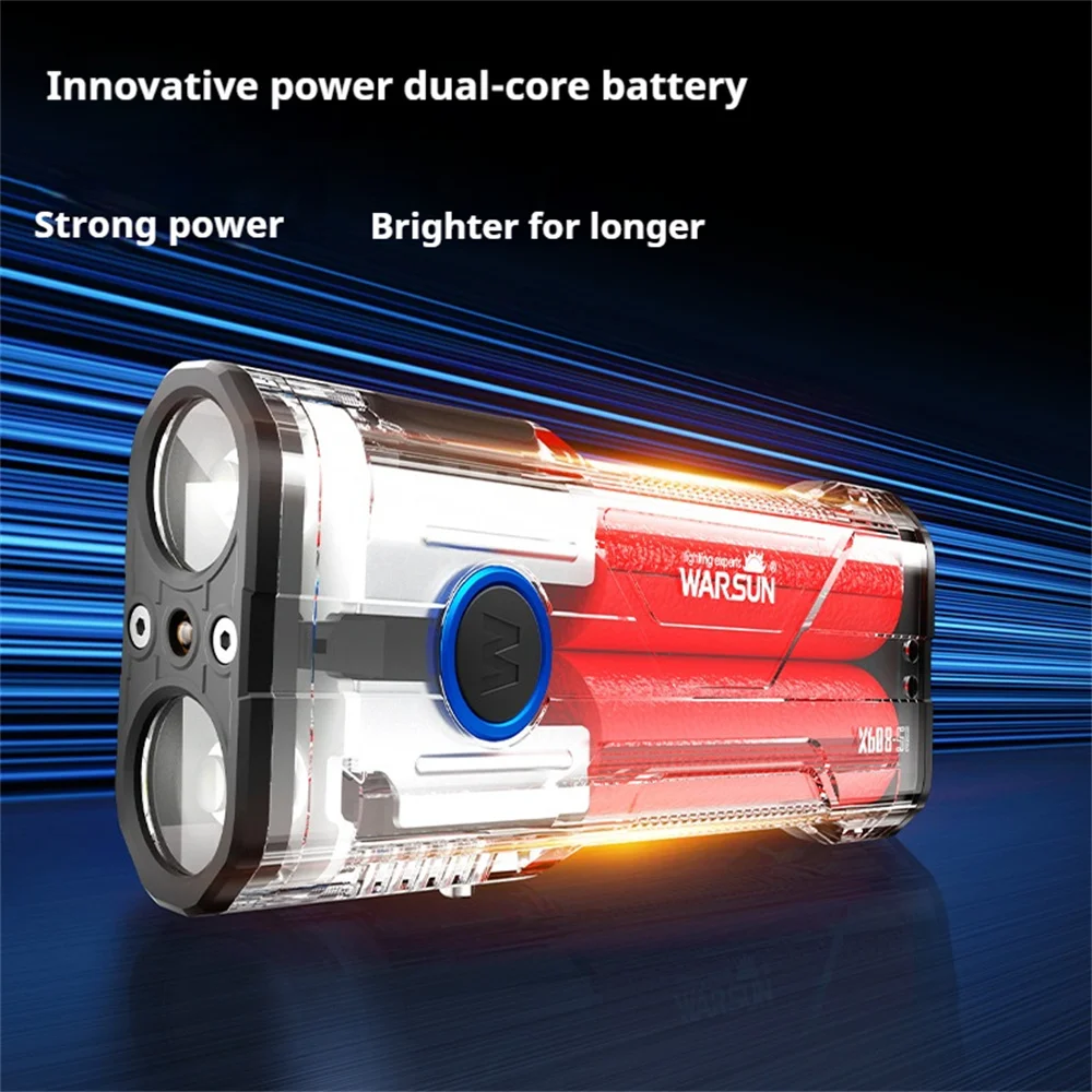 Warsun X608S  Multi-functional Outdoor Ultra Bright Emergency Portable Mini Type-C Rechargeable Torch COB Flashlight