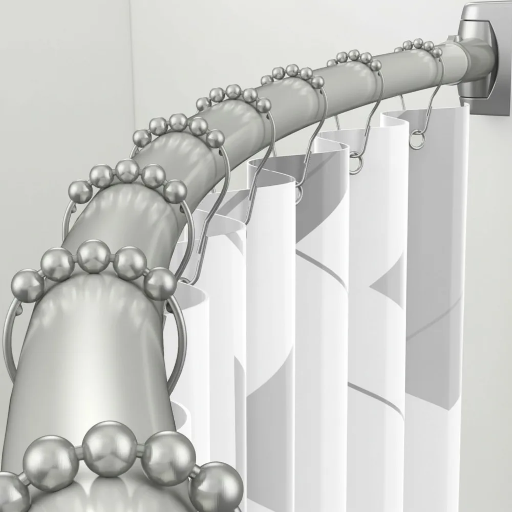 

Adjustable Curved Shower Rod 43-72 Inch Rustproof Aluminum Bathroom Space Saver No Angle Constraints