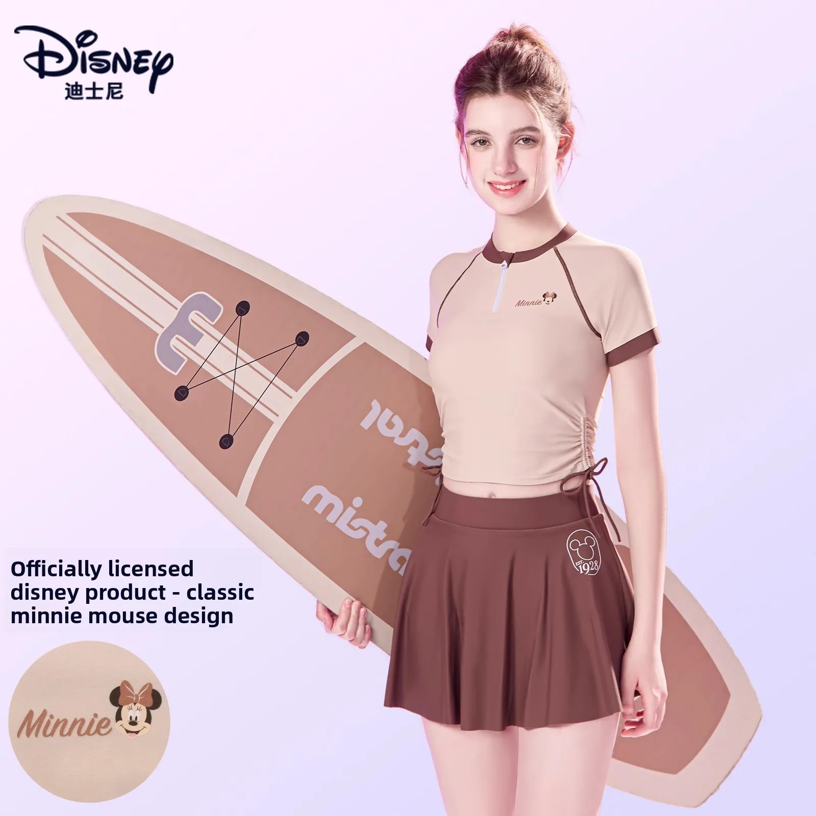 

Купальник Disney, женский разделенный комплект из двух предметов, консервативный студенческий спортивный купальник, который прикрывает живот и показывает тонкий купальник