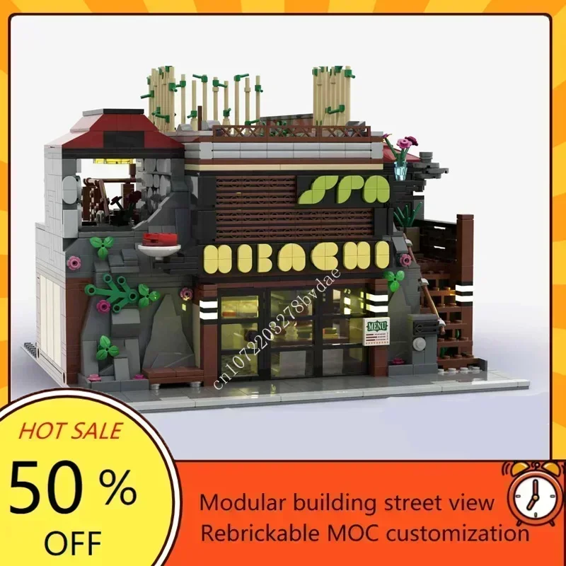 

2373PCS Custom Hibachi Restaurant & Day Spa Modular MOC Model Creative Street View Educational Assembly Toy Puzzle Gift