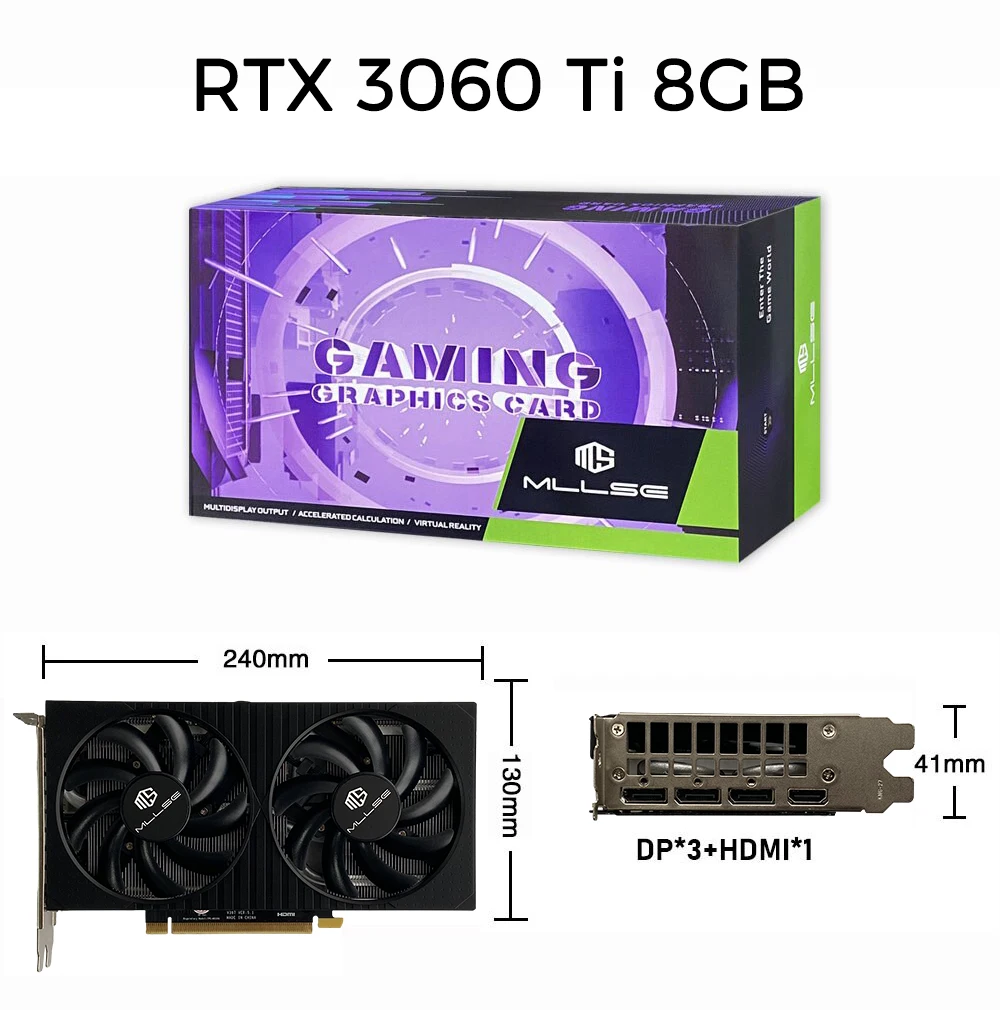 بطاقة رسومات MLLSE لألعاب سطح المكتب ، NVIDIA GeForce ، RTX Ti ، 8 جيجابايت ، GDDR6 ، bit ، PCIe x 16 HD ، 8 نانومتر ، GA104