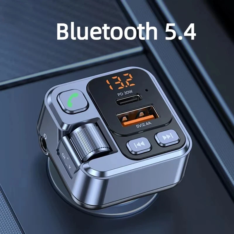 Bluetooth FM Transmitter Car Charger 20W PD USB-C Fast Charger Car Radio with Mic For Wireless Hands Free Call MP3 Player